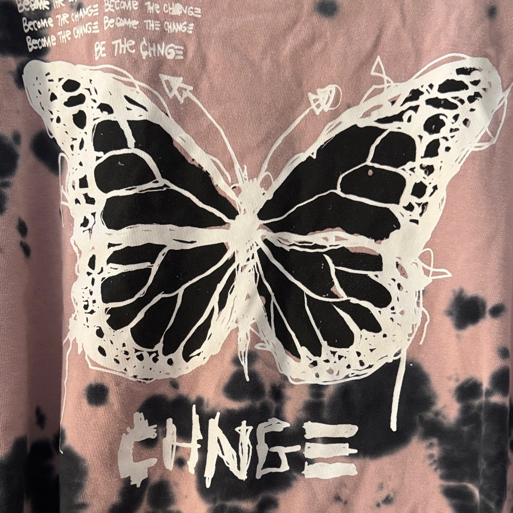 CHNGE Tie Dye Butterfly Crop Henley Splotch Sustainable Sweatshirt GOTS Festival